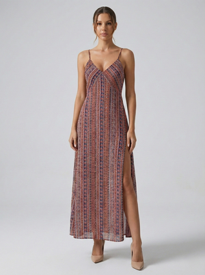 Vestido Estampado Fenda Isis Belmon