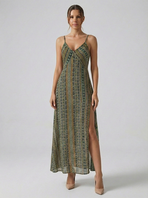 Vestido Estampado Fenda Isis Belmon