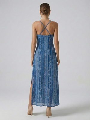 Vestido Estampado Fenda Isis Belmon