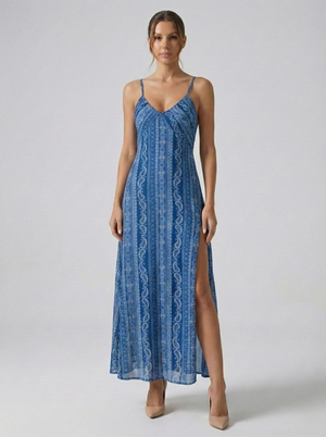 Vestido Estampado Fenda Isis Belmon