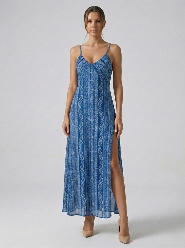 Vestido Estampado Fenda Isis Belmon