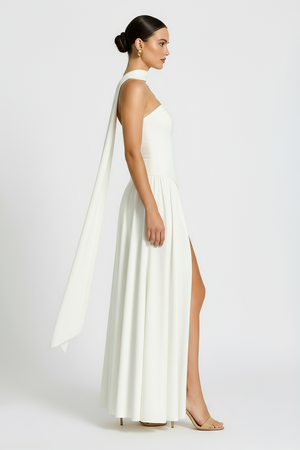 Vestido longo modelador Kate Belmon branco feminino silhueta A-line elegante casual
