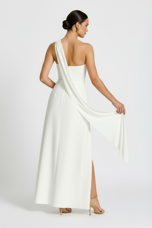 Vestido longo modelador Kate Belmon branco feminino silhueta A-line elegante casual
