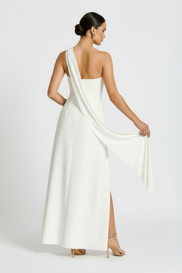 Vestido longo modelador Kate Belmon branco feminino silhueta A-line elegante casual
