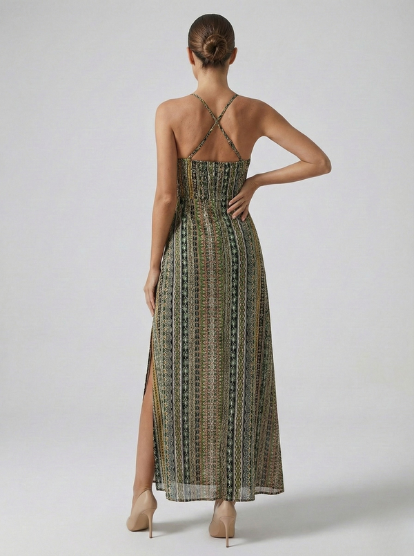 Vestido Estampado Fenda Isis Belmon