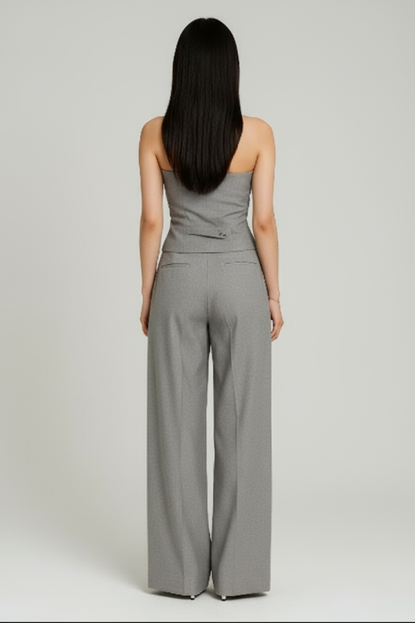 Conjunto colete pantalona Lara Belmon feminino moderno coreano sofisticado versátil
