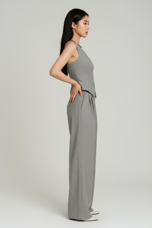 Conjunto colete pantalona Lara Belmon feminino moderno coreano sofisticado versátil
