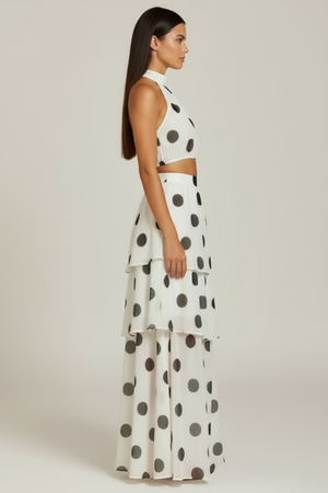 Conjunto cropped saia longa Valentina Belmon feminino elegante street fashion primavera
