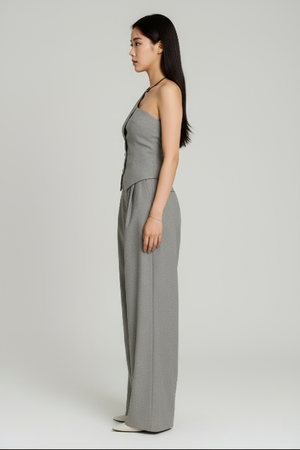 Conjunto colete pantalona Lara Belmon feminino moderno coreano sofisticado versátil
